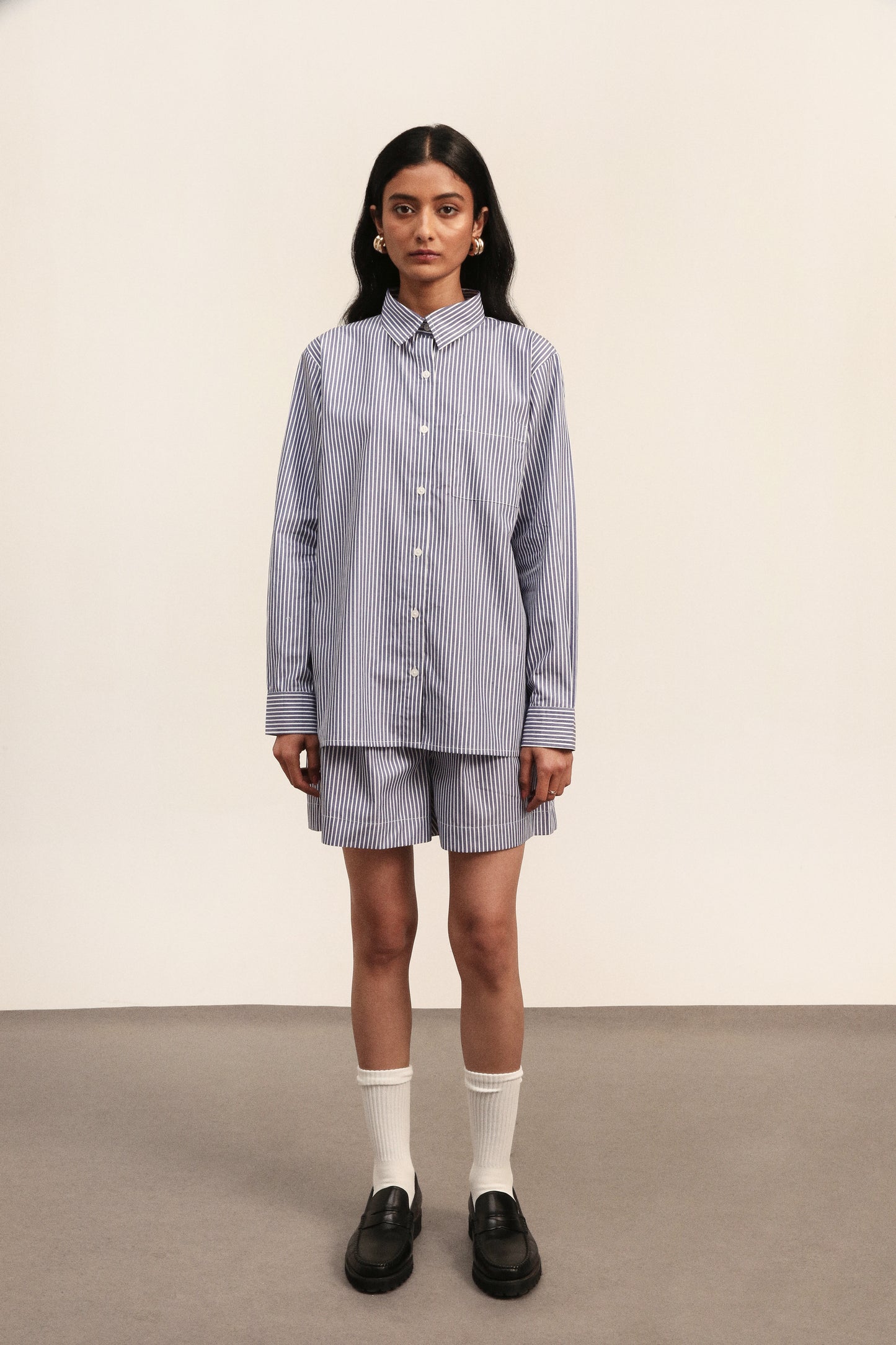 Cotton Blue Stripe Coord Set