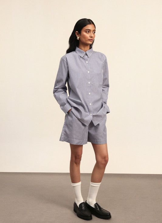 Cotton Blue Stripe Coord Set