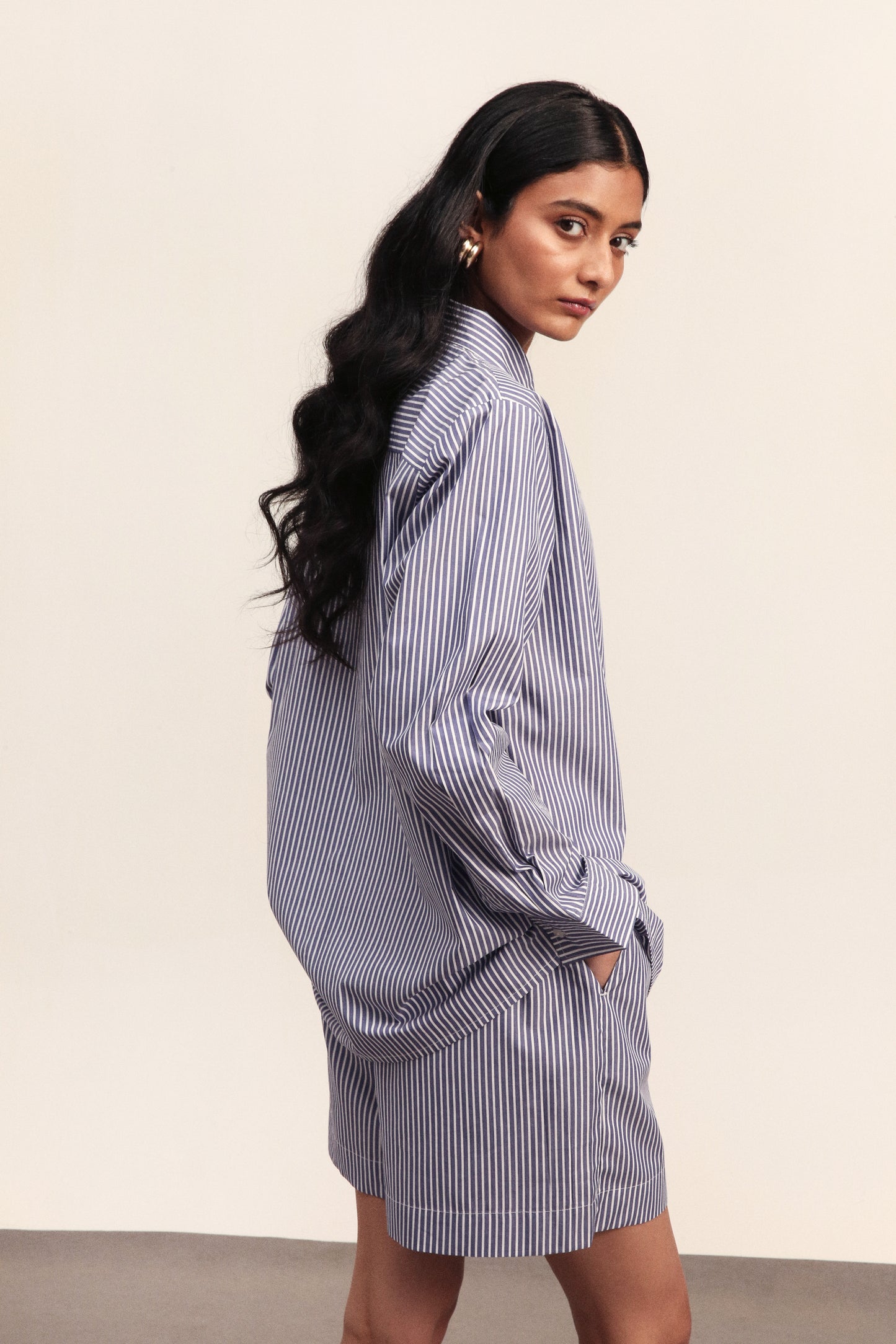 Cotton Blue Stripe Coord Set