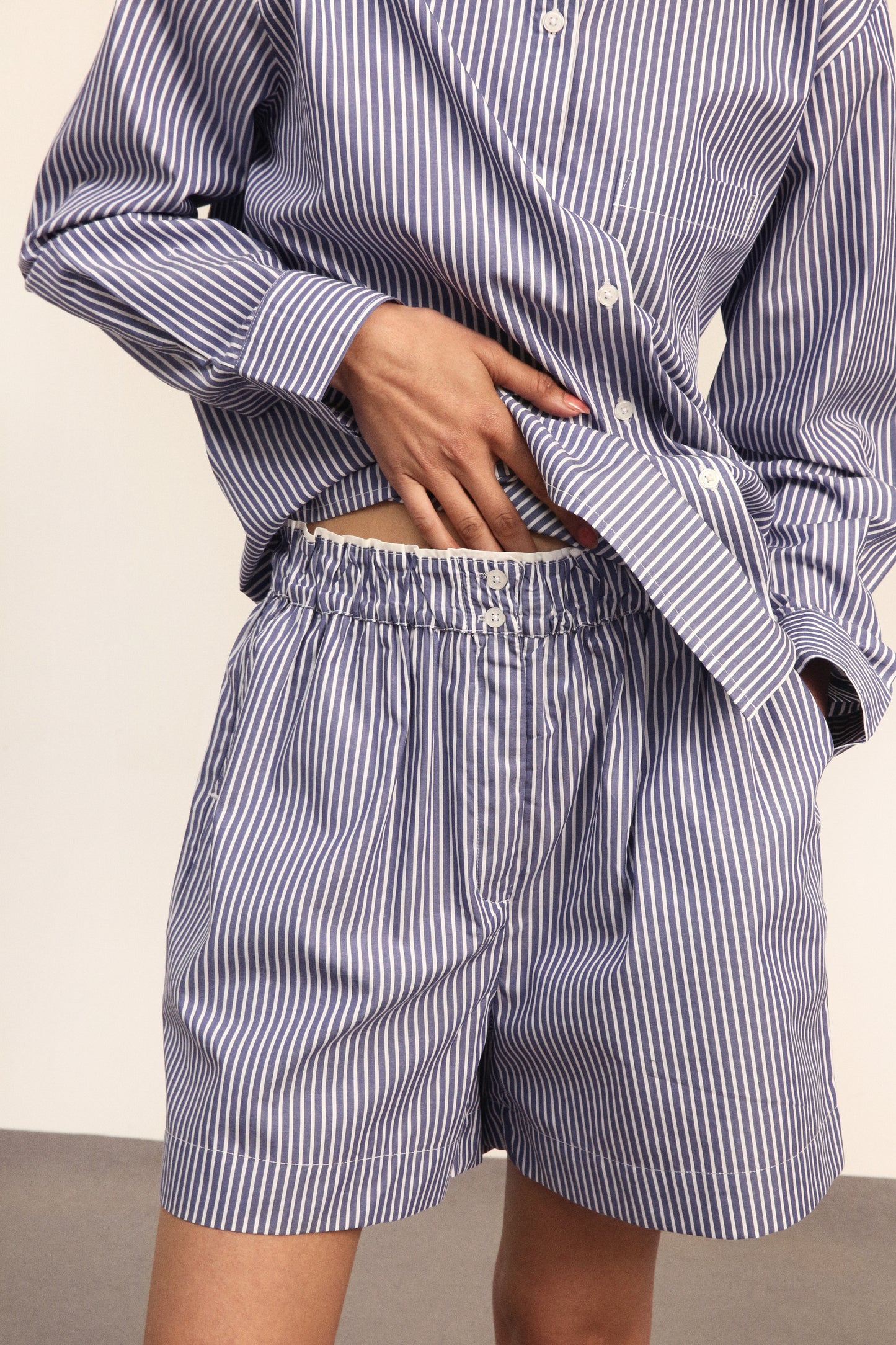 Cotton Blue Stripe Coord Set